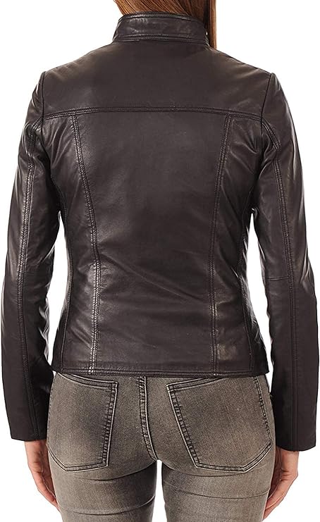 ROXA Trendy Women's Zip Up Genuine Biker Jacket Zing Apparel