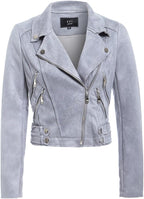 Women's Suede Biker Leather Jacket Zing Apparel