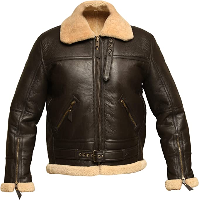 Vintage Shearling Jacket Men, Brown Zing Apparel