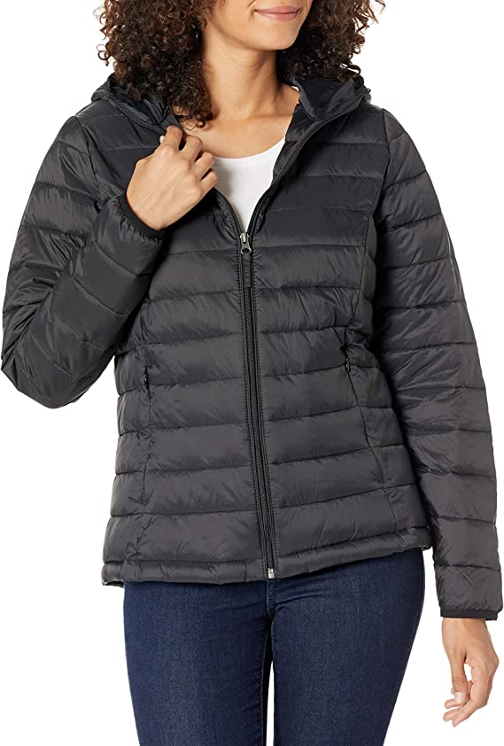 Hooded Puffer Jacket Women, Black Zing Apparel