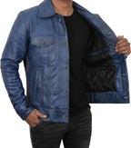 Vintage Trucker Biker Jacket Men, Multi Zing Apparel