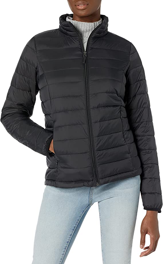 Womens Puffer Jacket Long Sleeve, Black Zing Apparel