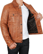 Vintage Trucker Biker Jacket Men, Multi Zing Apparel