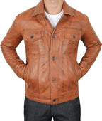 Vintage Trucker Biker Jacket Men, Multi Zing Apparel