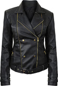 Leather Biker Jacket Women PA218090, Black Zing Apparel