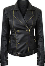 Leather Biker Jacket Women PA218090, Black Zing Apparel