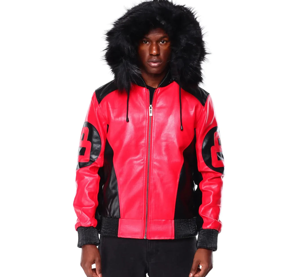 8_Ball_Red_Leather_Hooded_Jacket_For_Sale