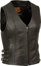 Genuine Lambskin Leather Vest For Women, Black Zing Apparel