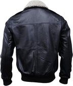 A-2-Flight-Bomber-Black-Leather-Shearling-Jacket-BackView