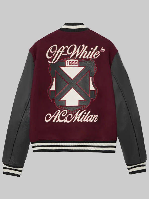 ACMILANXOffWhiteBordeauxVarsityJacket