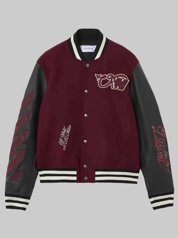 ACMILANXOffWhiteBordeauxVarsityJacketViral