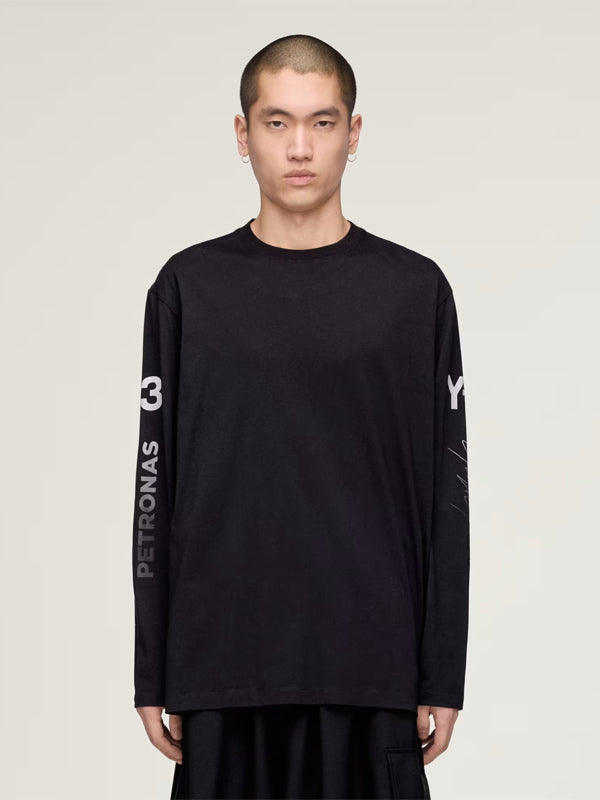 Adidas-Y-3-Mercedes-Chaos-Logo-Long-Sleeve-Tee-Shirt-Black