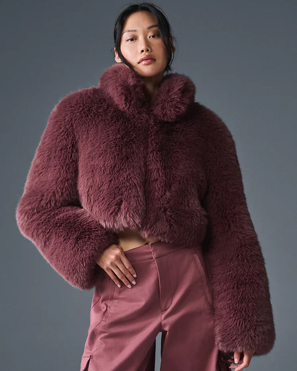 Alo-Burgundy-Faux-Fur-Jacket