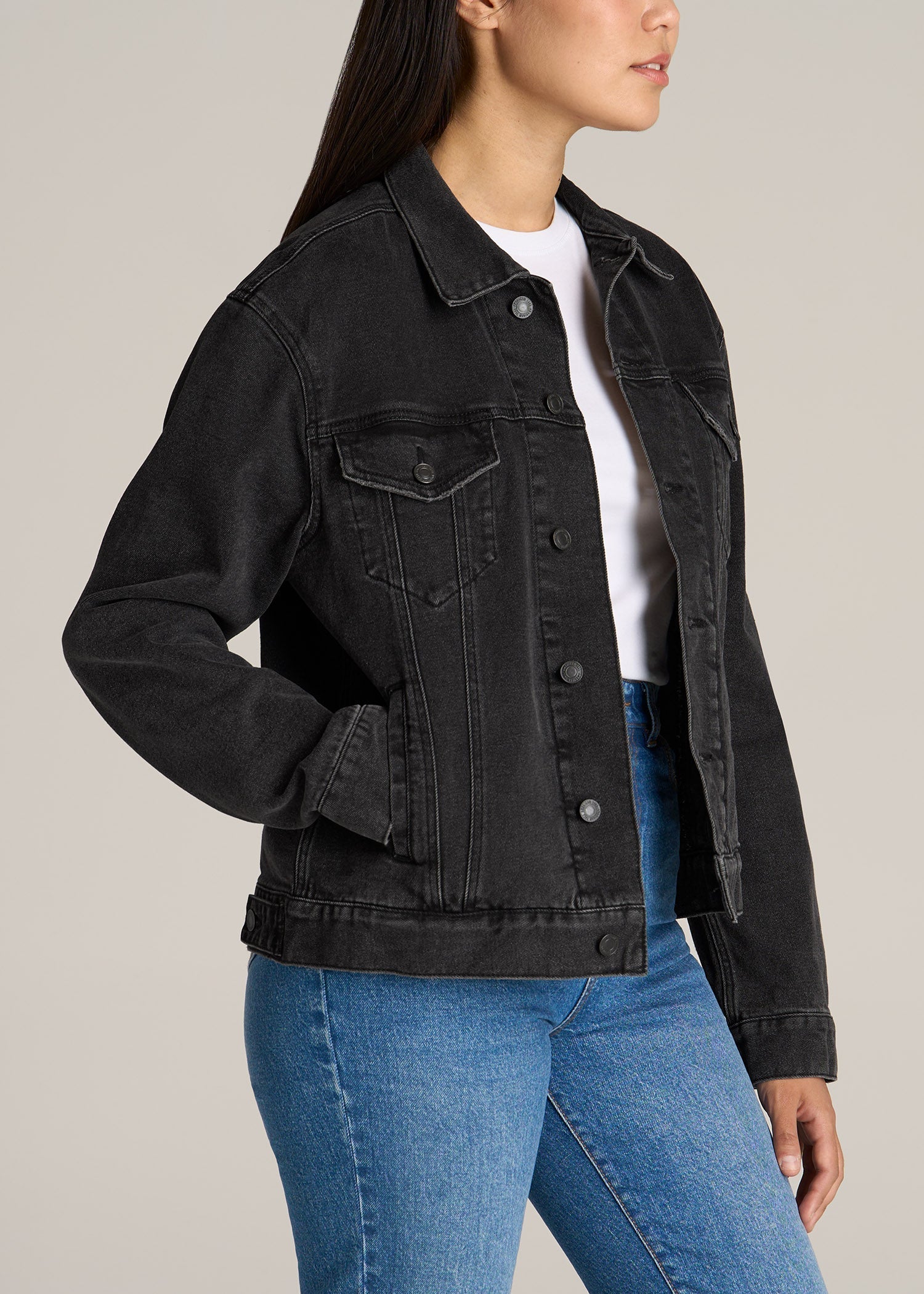 Black Denim Jacket Women, Stone Wash Zing Apparel