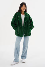 Badu Faux Fur Jacket In Green Lamarque