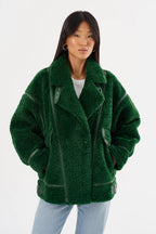 Badu Faux Fur Jacket In Green Lamarque