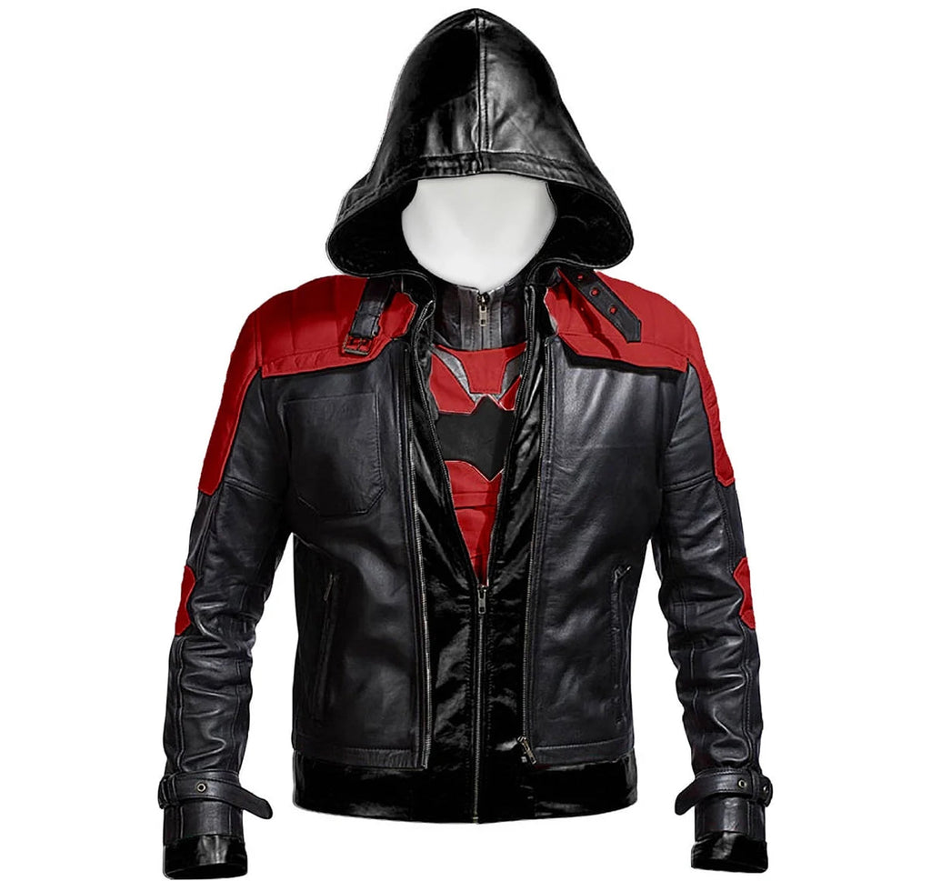 Batman Arkham Knight Leather Hood Jacket For Sale