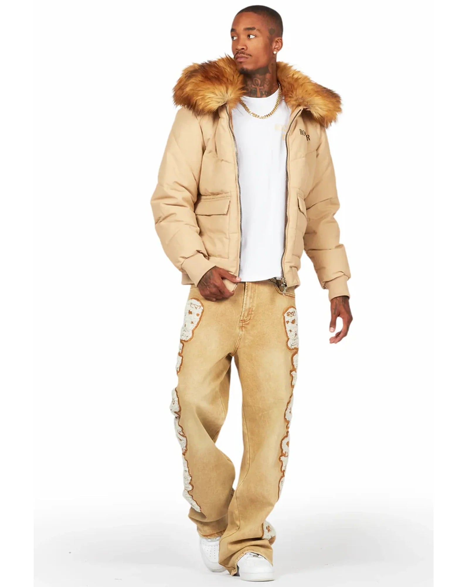 Beige-Rockstar-Puffer-Jacket