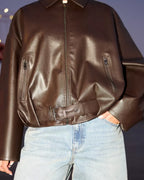 Bershka-Brown-Leather-Jacket-Sale