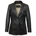Fitted Leather Blazer Women Black Zing Apparel