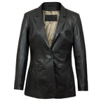Fitted Leather Blazer Women Black Zing Apparel