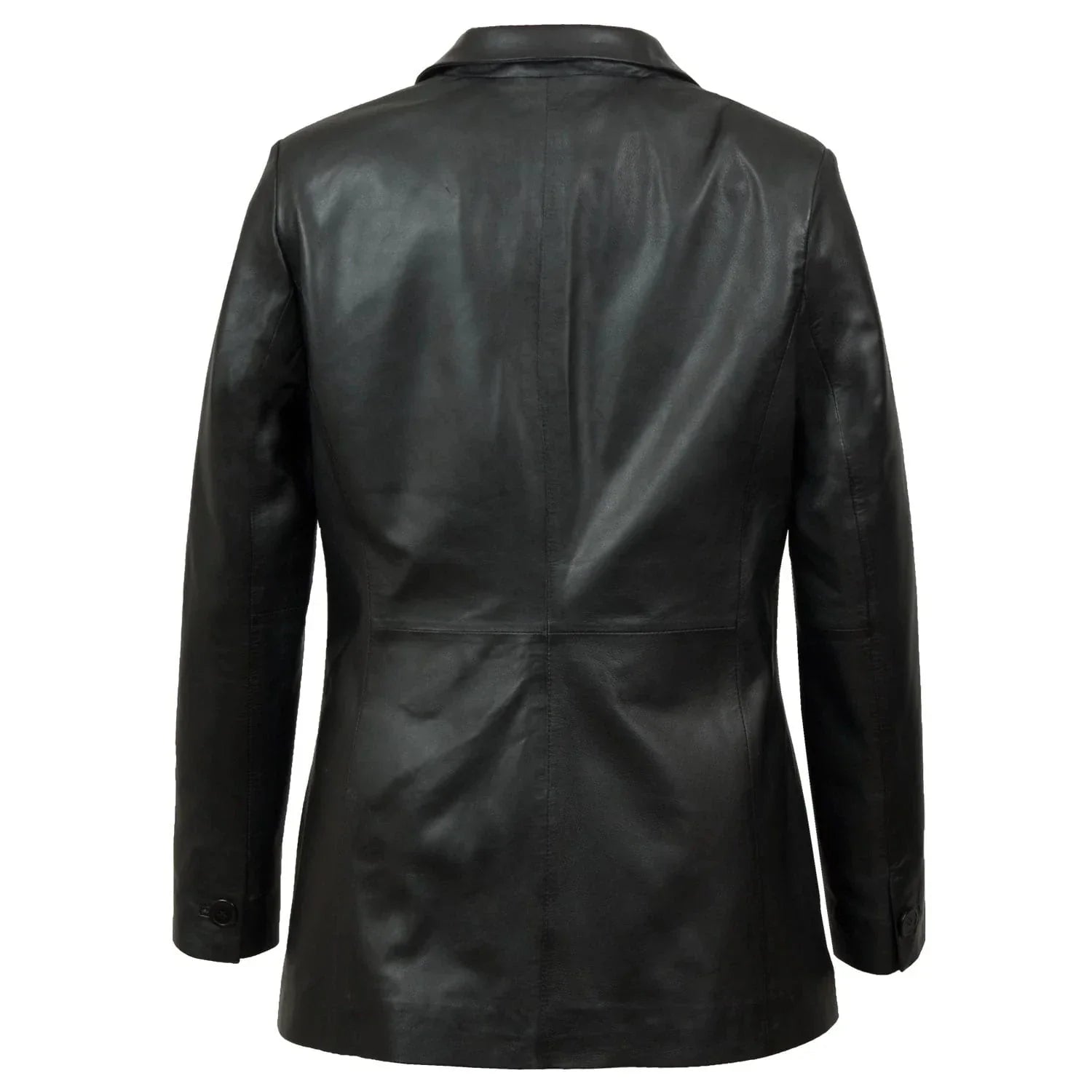 Fitted Leather Blazer Women Black N Brown Zing Apparel