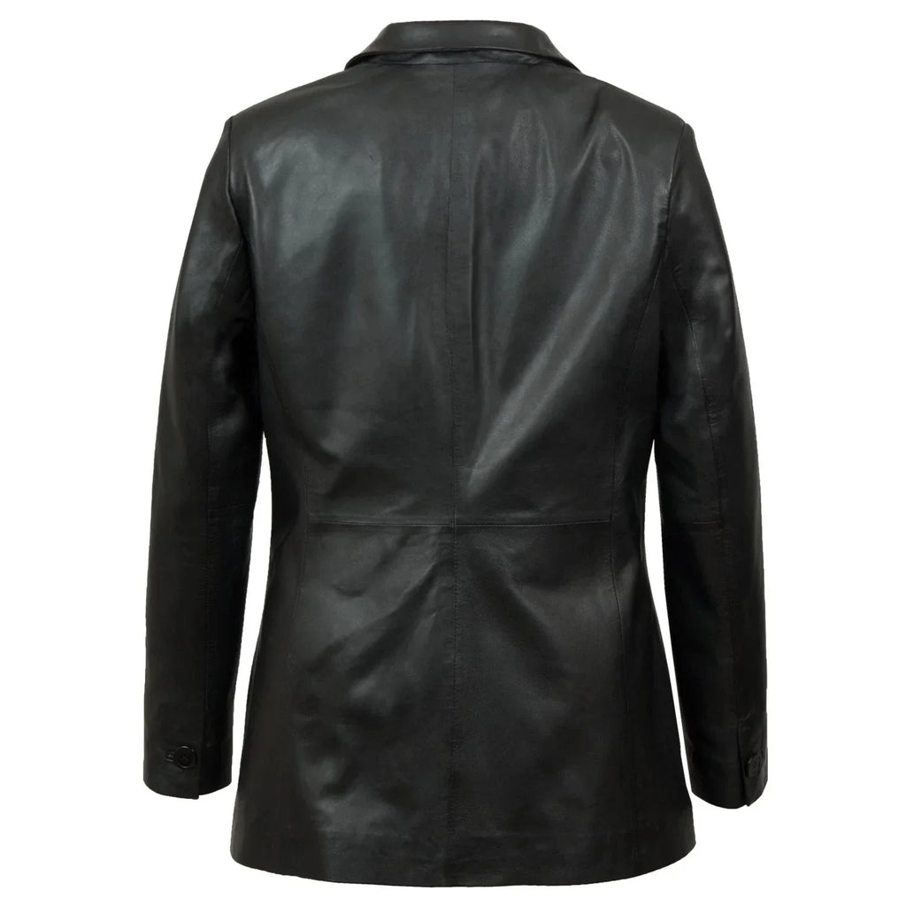 Fitted Leather Blazer Women Black Zing Apparel
