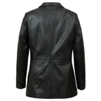 Fitted Leather Blazer Women Black Zing Apparel