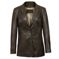 Fitted Leather Blazer Women Black N Brown Zing Apparel