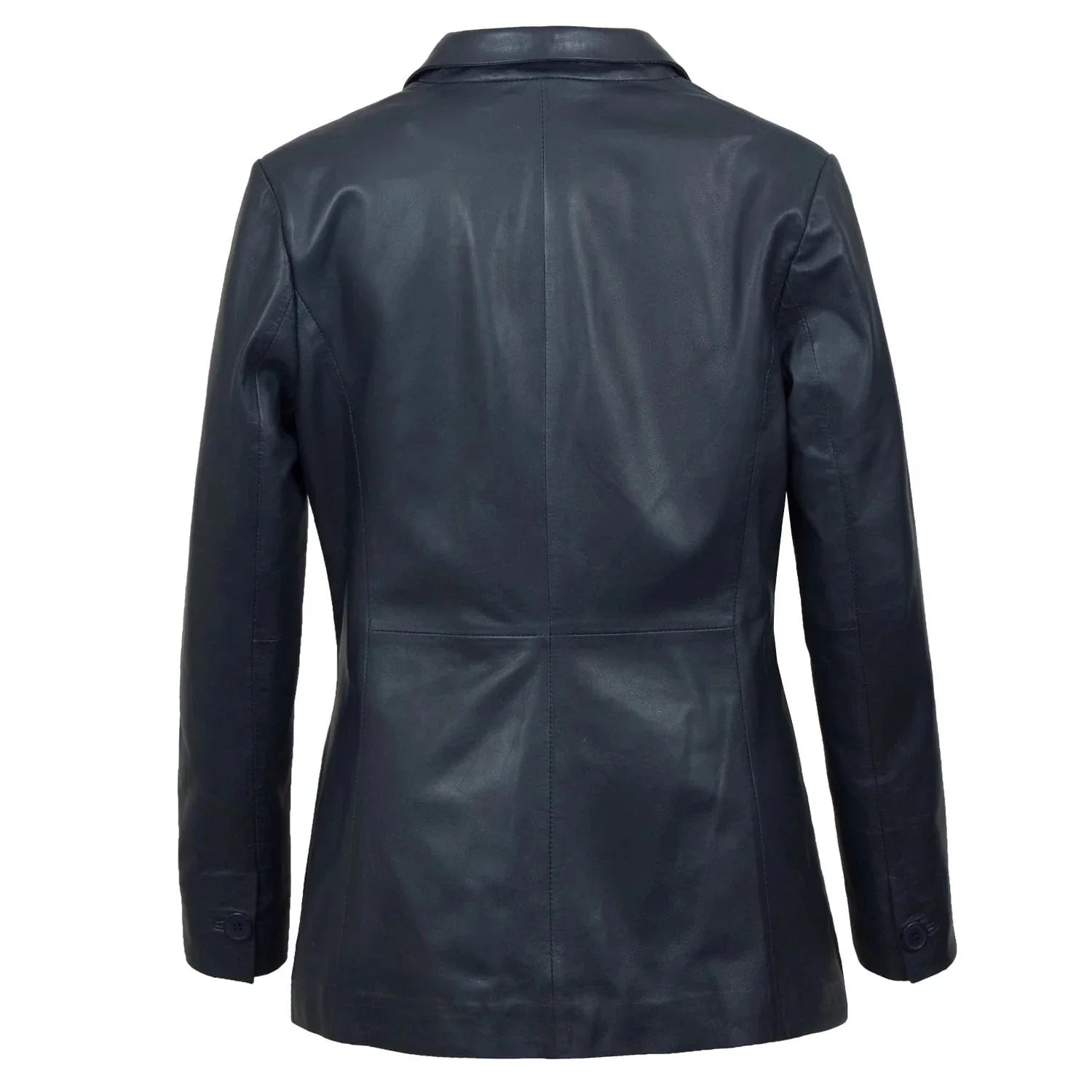 Stylish Fitted Leather Blazer Women Blue Zing Apparel