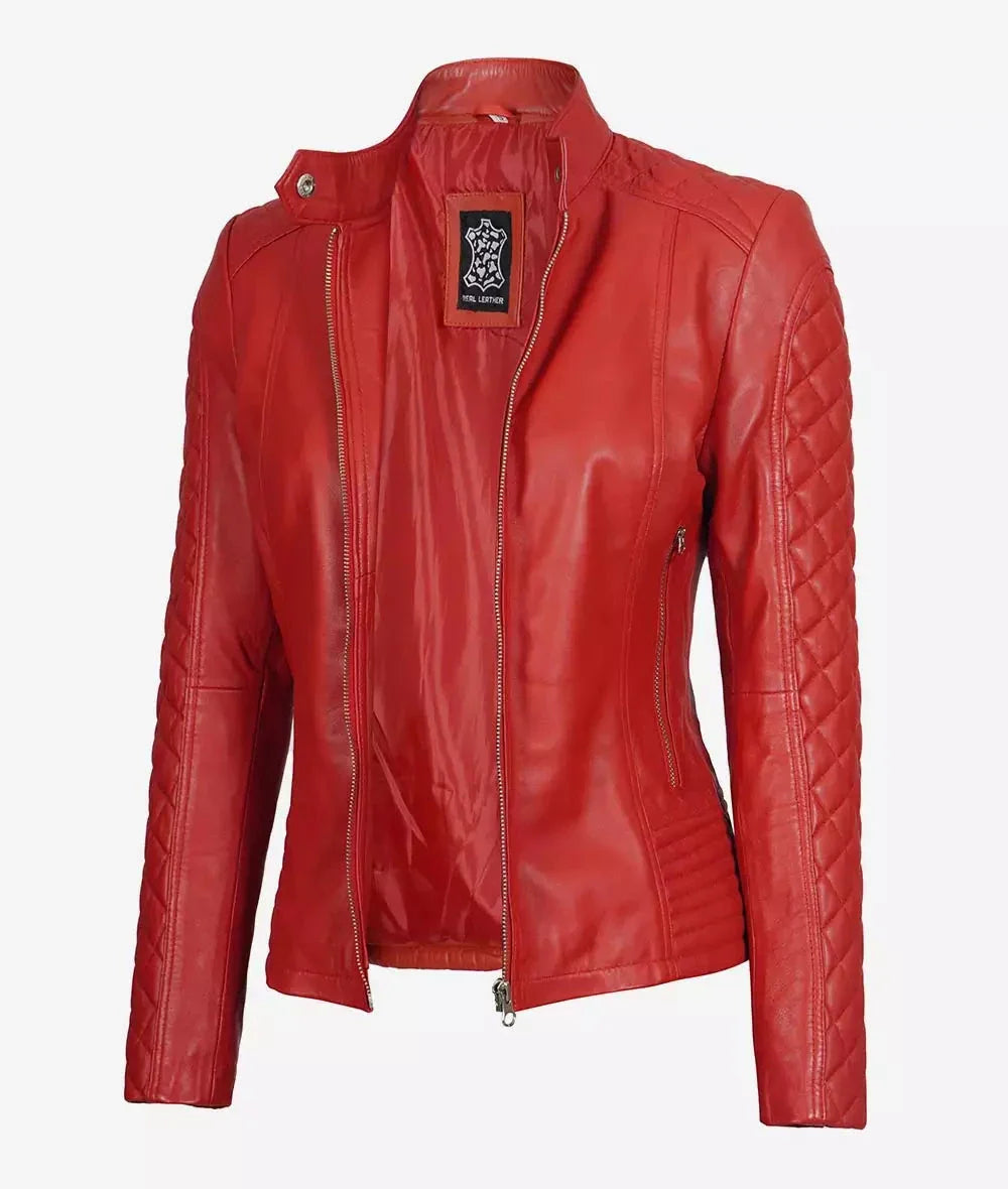 Biker-Quilted-Leather-Red-Jacket-Women