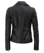 Kinzie Stylish Leather Biker Jacket Women, Black Zing Apparel