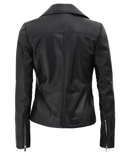 Kinzie Stylish Leather Biker Jacket Women, Black Zing Apparel