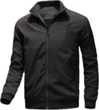 Black Business Jacket For Men with Standing Collar