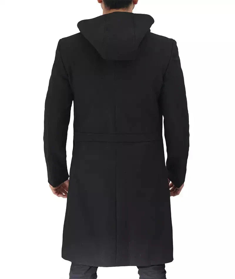 Modern Fit Wool Long Coat, Black Zing Apparel