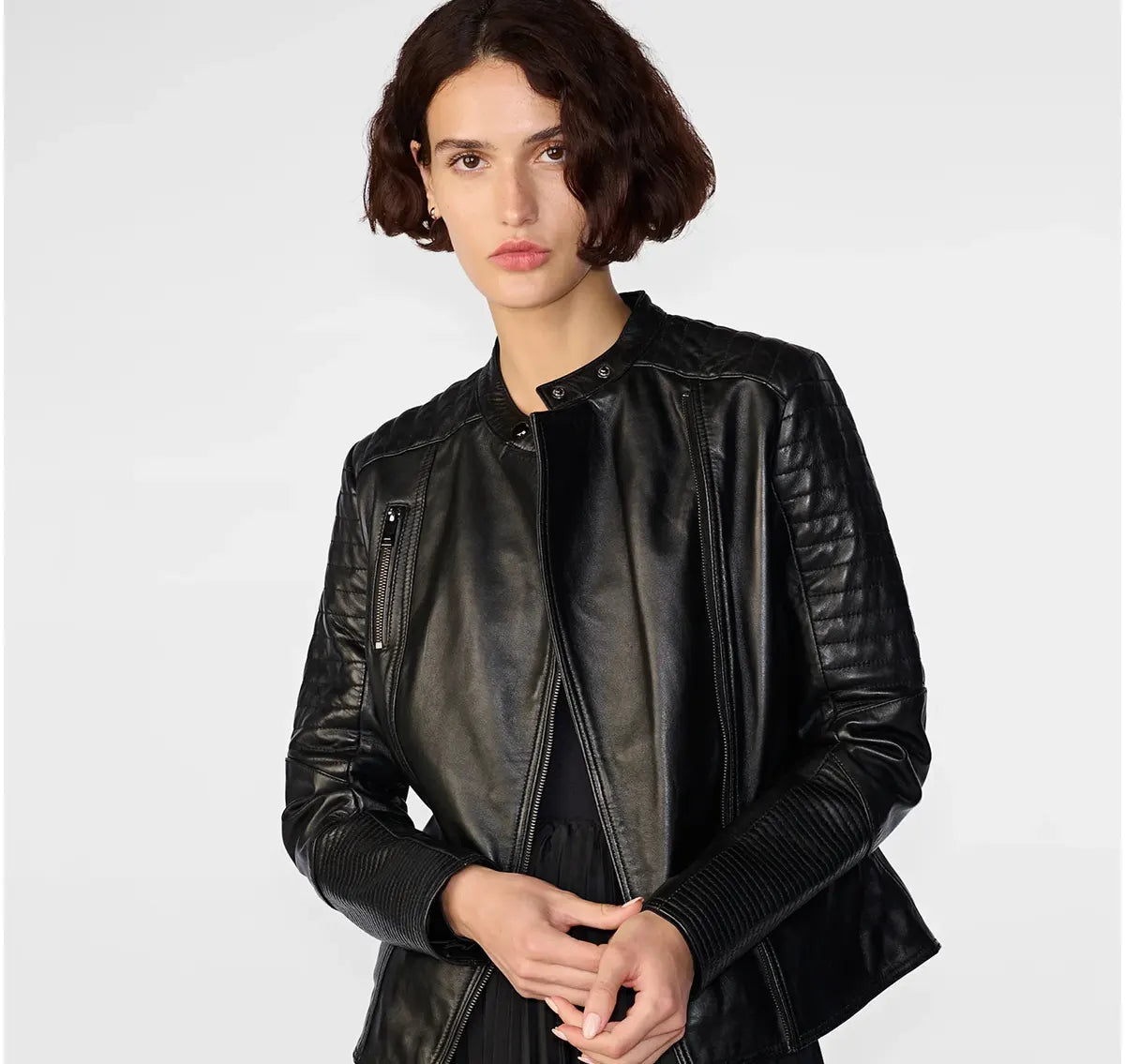 Black Quilted Leather Jacket