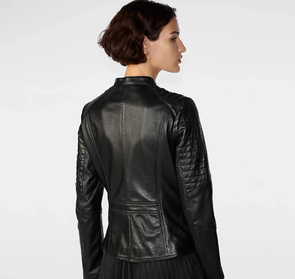 Black Quilted Leather Jacket