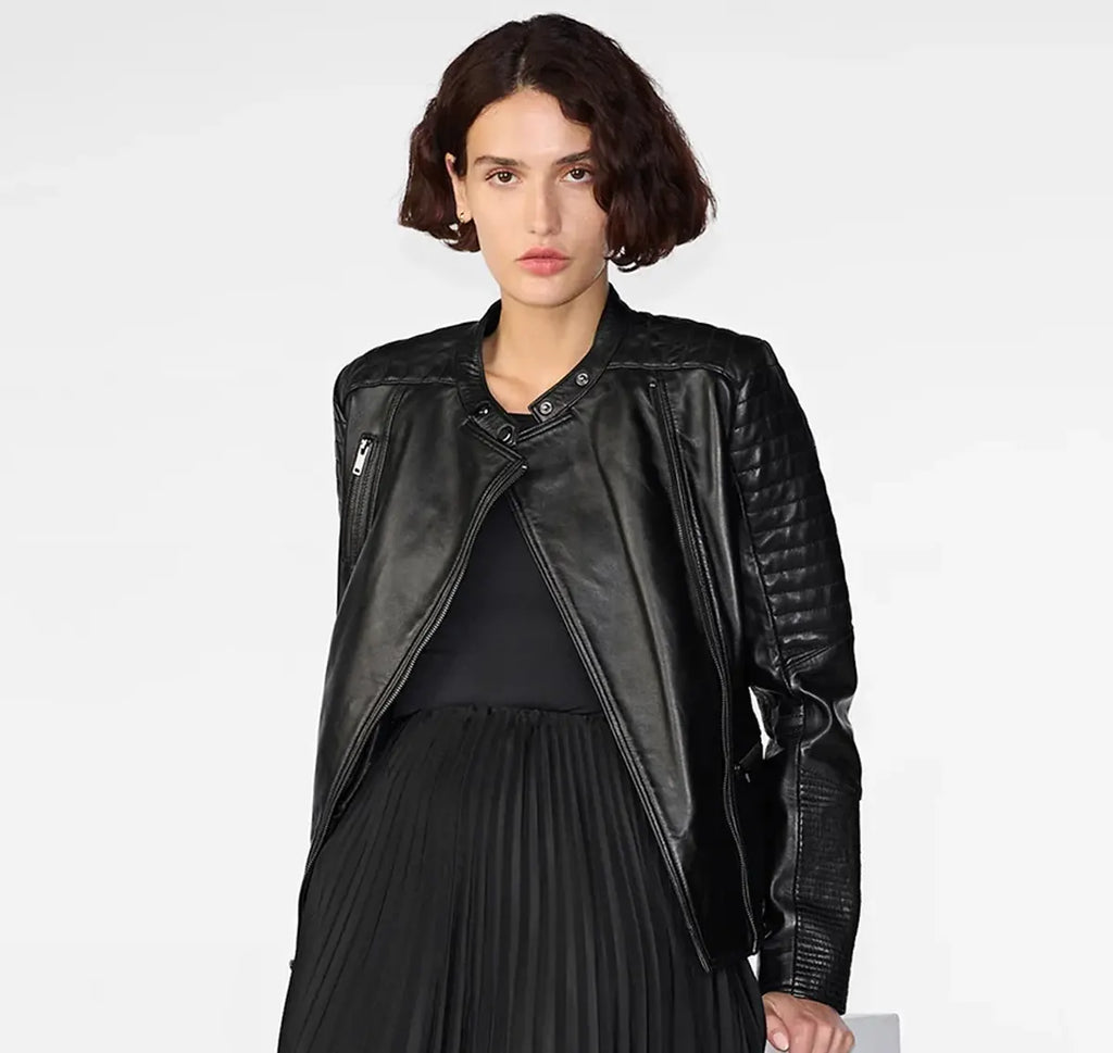 Black Quilted Leather Jacket