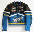 Blue Vanson Leather Motorcycle Jacket