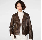 Brown Distressed Leather Jacket