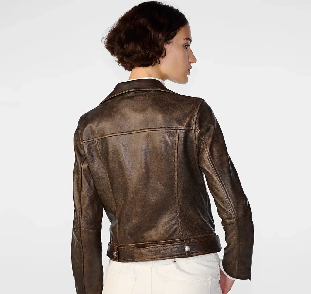 Brown Distressed Leather Jacket