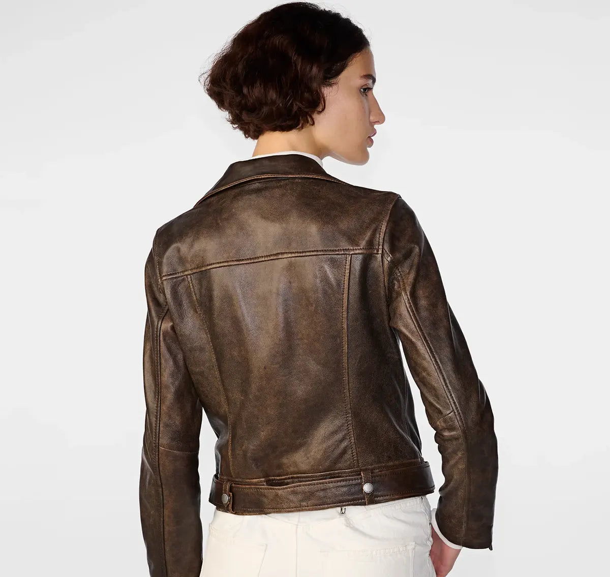 Brown Distressed Leather Jacket