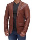 Leather Blazer Men Glendale Brown Zing Apparel