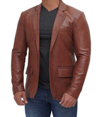 Leather Blazer Men Glendale Brown Zing Apparel