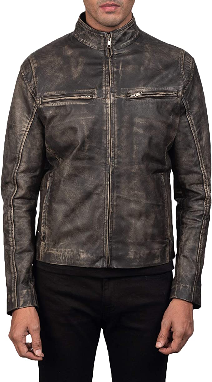 Buy Iconic Distressed Brown Leather Biker Jacke