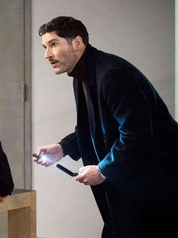 CIA Tom Ellis 2026 Black Trench  Coat