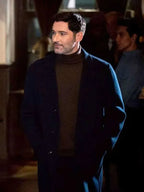 CIA Tom Ellis  Black Trench Wool Coat