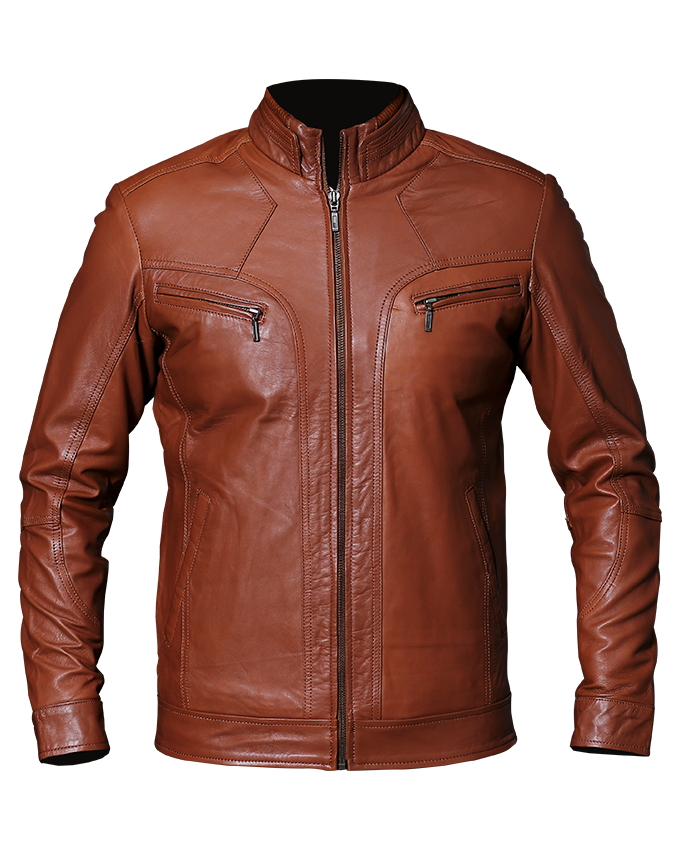 Cafe Racer Tan Brown Leather Jacket