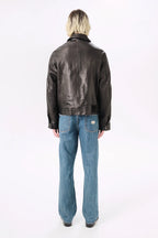 Casual leather blouson jacket
