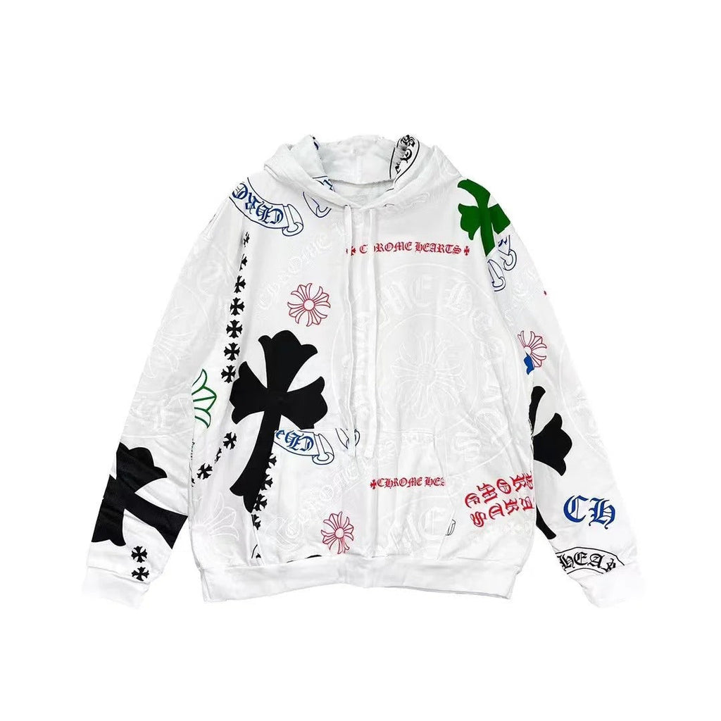 Chrome Hearts Stencil Multi Cross & Horseshoe Pullover Hoodie